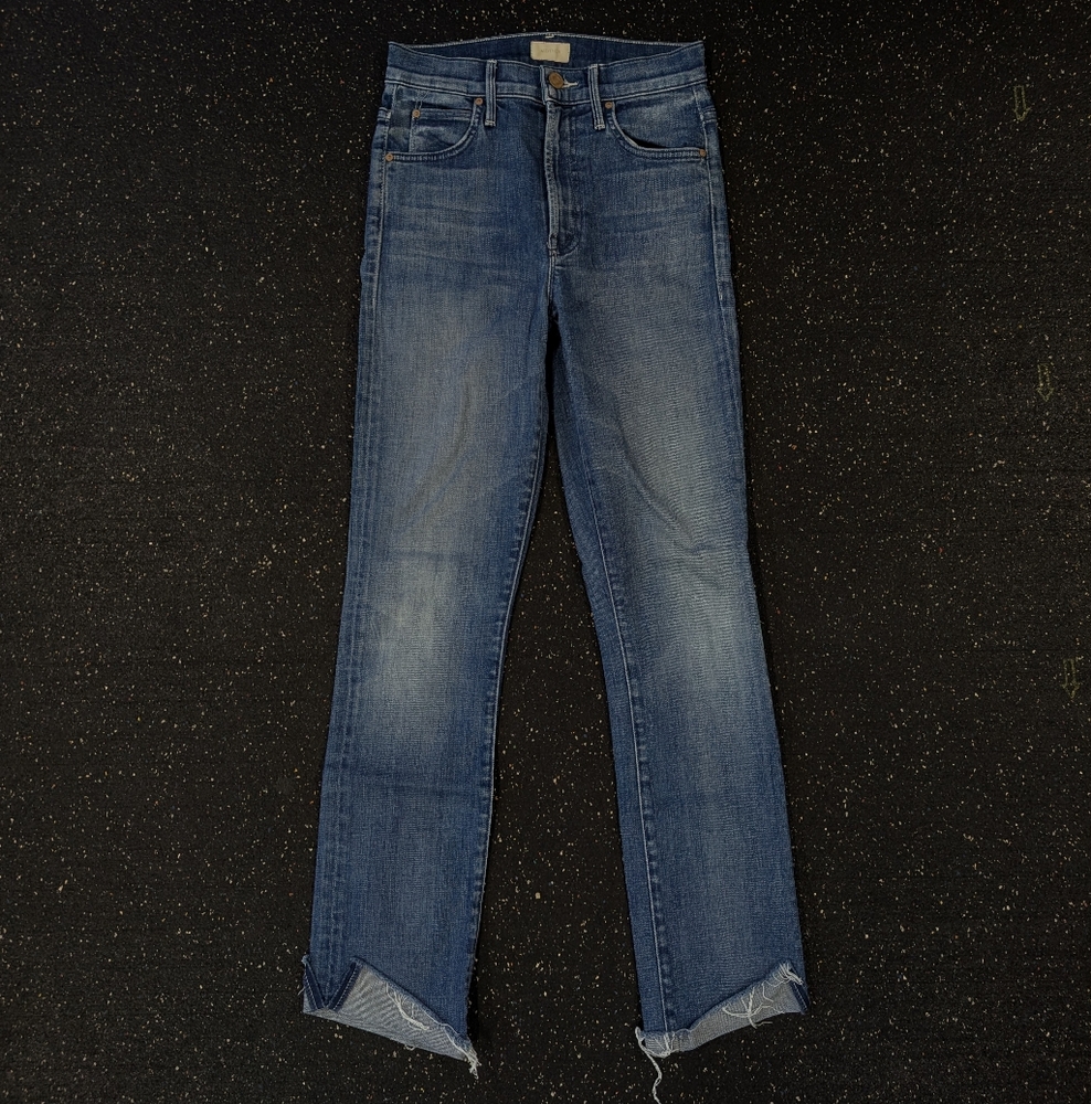 MOTHER HIGH WAISTED RASCAL ANKLE SLIT FLIP double shot espresso jeans